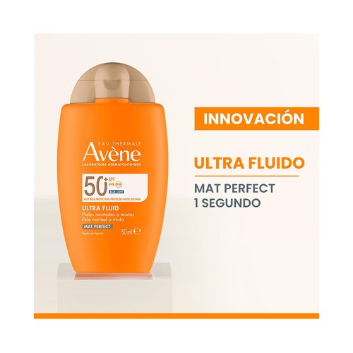 THERMALE AVÉNE Fluido solar matificante con FPS 50+ (muy alto), para pieles normales a mixtas 50 ml.