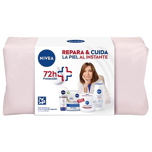 NIVEA Repara & cuida Neceser con productos para el cuidado de la piel.