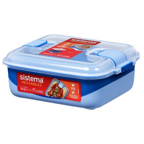 Recipiente 1L hermético rectangular, apto para microondas, modelos surtidos. SISTEMA
