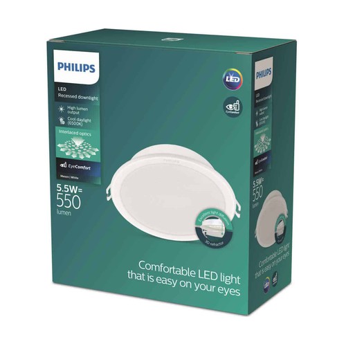 Luces empotrables Downlight D8CM 5.5W 6500K 90mm, PHILIPS.