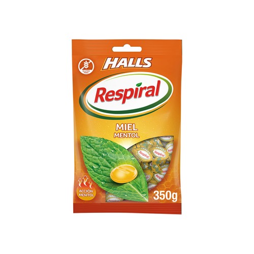 RESPIRAL Caramelos con sabor a miel y mentol 350 g.