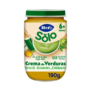 Imagen de HERO Solo Tarrito de crema de verduras (brócoli, guisantes y calabacín) a partir de 6 meses 190 g.