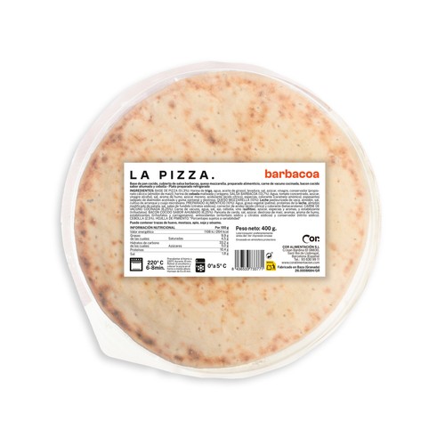 DEORO Pizza fresca barbacoa cocida en horno de piedra DEORO 400 g.