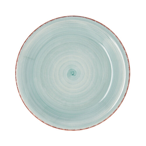 Plato de postre de loza de 19cm. diseño en color verde agua con espirales, Peoni Vita, QUID.