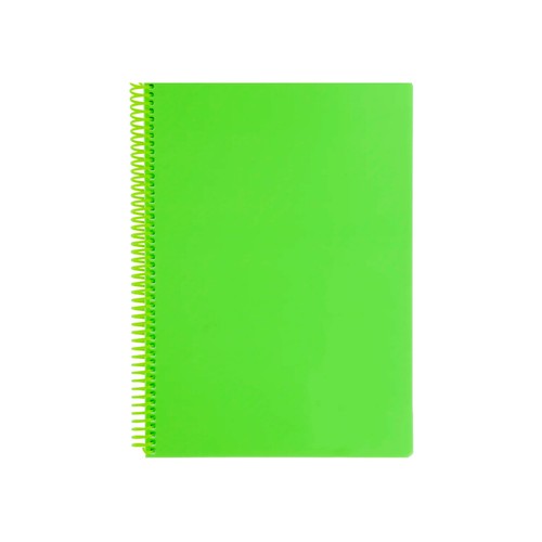 Cuaderno A4 80 hojas, con tapa de polipropileno, color verde 90 g. AUCHAN.