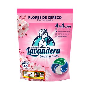 LA ANTIGUA LAVANDERA Detergente en cápsulas 4 en 1 con aroma a flores de cerezo 46 uds.