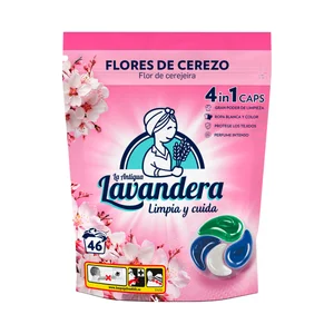 LA ANTIGUA LAVANDERA Detergente en cápsulas 4 en 1 con aroma a flores de cerezo 46 uds.