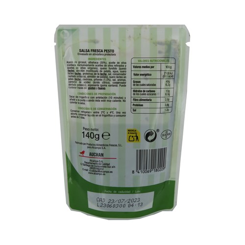 AUCHAN Salsa fresca pesto 140 g. Producto Alcampo