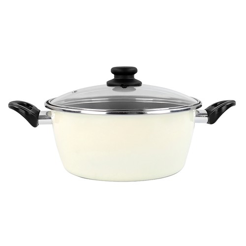 Cacerola de acero vitrificado con tapa, 20 cm., apto para inducción, MAGEFESA Cream.