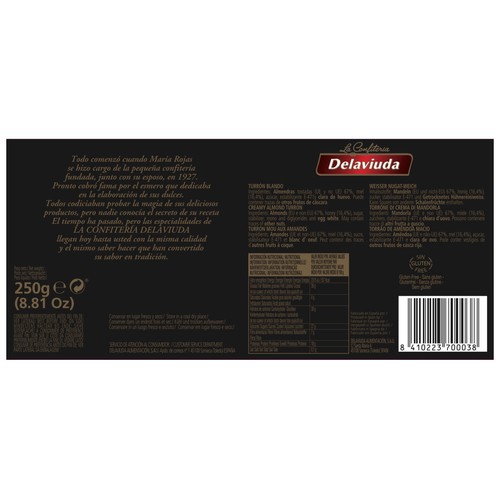 DELAVIUDA Turrón blando 250 g.