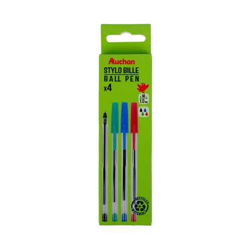 Set 4 bolígrafos capuchón 4 colores recargable. ALCAMPO