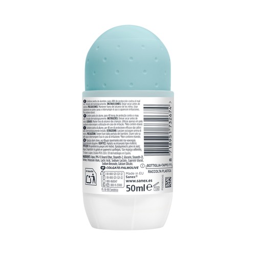 SANEX Mineral protect Desodorante para mujer en roll-on con acción anti manchas 50 ml.