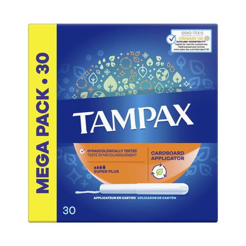 TAMPAX Tampones super plus con aplicador de cartón TAMPAX 30 uds.