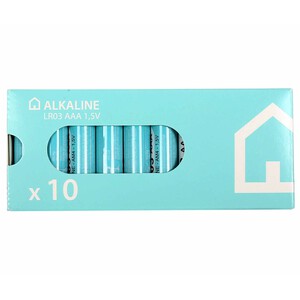 Pack de 10 pilas alcalinas, AAA, LR03, 1,5V, PRODUCTO ALCAMPO.