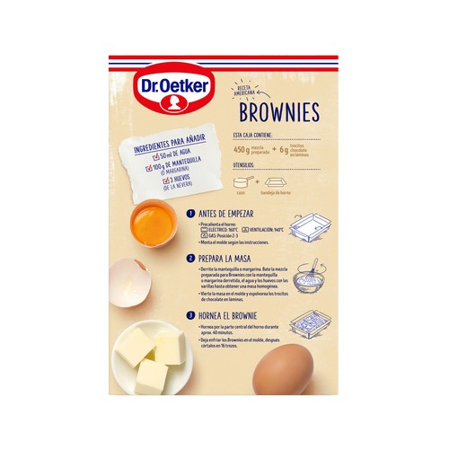 DR. OETKER Preparado alimenticio en polvo para hacer Brownies Dr. OETKER 456 gr,