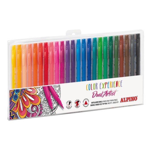 Caja de 24 rotuladores de doble punta Dual Artist, ALPINO.