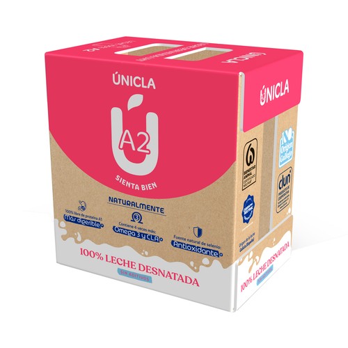 ÚNICLA Leche de vaca desnatada de origen 100% gallega 6 x 1 l.