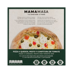 Imagen de MAMAMASA Pizza congelada a los 4 quesos con pesto y confitura de tomate 420 g.