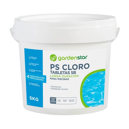 PS Cloro 5kg tabletas SB 250gr para piscinas. GARDEN STAR