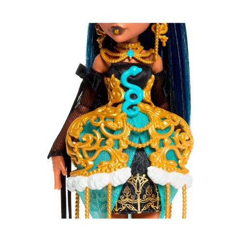 Monster High Cumplespantos Cleo De Nile, Muñeca de fiesta con accesorios temáticos +4 Años MATTEL