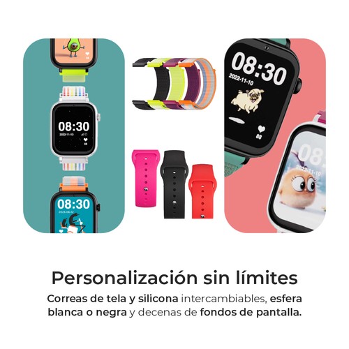 Smartwatch SAVEFAMILY SaveWatch Plus, Esfera Negra, Correa de Silicona Rojo".