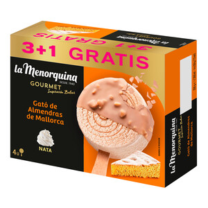 Imagen de LA MENORQUINA Gourmet inspiración balear Bombón de nata y gató de almendras de Mallorca 3 x 75 ml.
