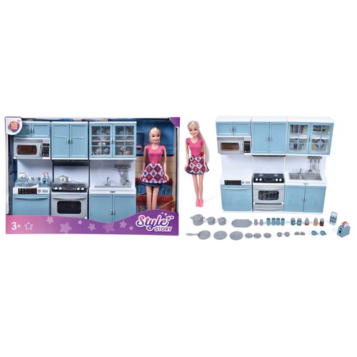 Muñeca Style Story con Cocina y accesorios 32 piezas +3 Años ONE, TWO FUN