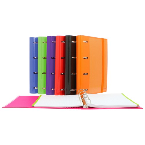 Archivador carpebook A5 forrado multiline, con 4 anillas metálicas, GRAFOPLAS.