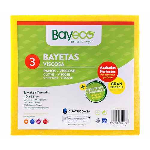 Bayetas multiuso BAYECO 30 x 30 cm 3 uds