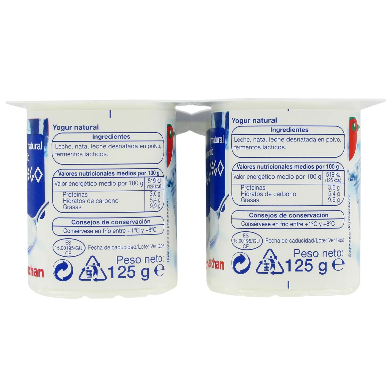 AUCHAN Yogur griego sabor natural 4 x 125 g Producto Alcampo.