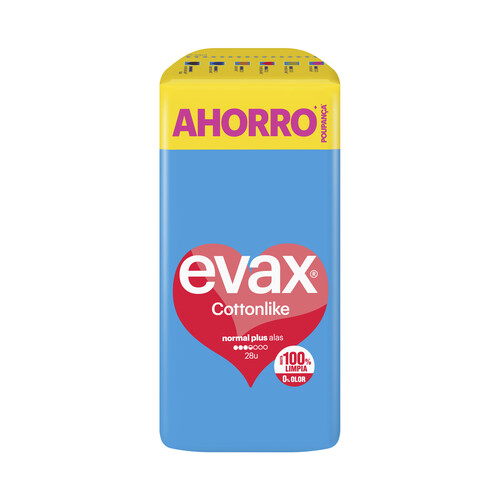 EVAX Compresas normal plus con alas EVAX Cottonlike 28 uds.