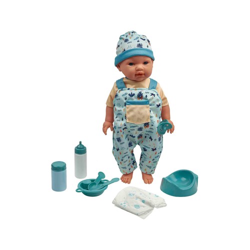 Muñeco Bebe 43 Cm Come y Hace Pipi Azul ONE TWO FUN ALCAMPO