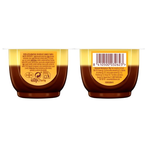 DANET de Danone Natillas con sabor a Twix (chocolate, caramelo y sabor galleta) 4 x 115 g.
