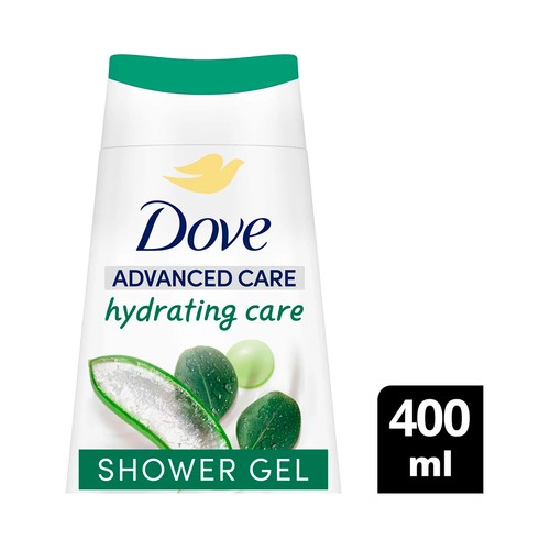 DOVE Advanced care Gel hidratante para ducha o baño con aloe vera y agua de abedul 400 ml.
