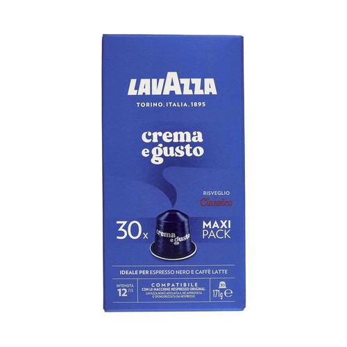 LAVAZZA Café Cápsulas aluminio Crema e Gusto 30 uds. Intensidad 12/13.