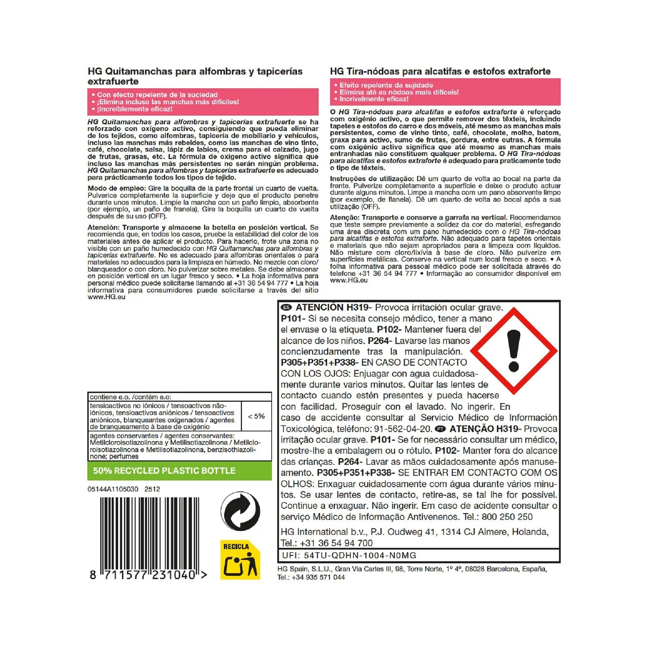 Spray anti manchas extrafuerte 500 ml.