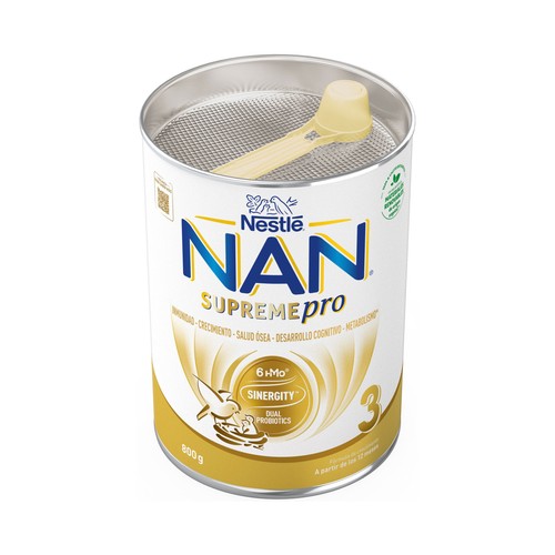 NAN Supeme pro Leche (3) de crecimiento, sin aceite de palma, a partir de 12 meses 800 g.