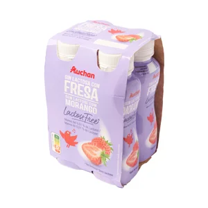 AUCHAN Leche fermentada sin lactosa y con fresa 4 x 154 ml. Producto Alcampo