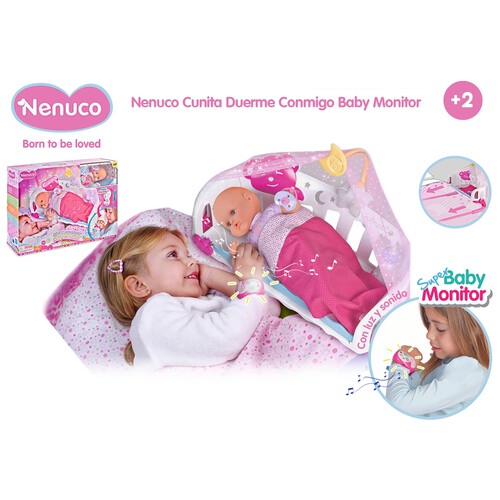 Cunita duerme conmigo con Baby Monitor , accesorios y muñeco NENUCO.