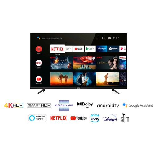 Televisión 139,7cm (55") LED TCL 55P615 4K, HDR, SMART TV, WIFI, BLUETOOTH, TDT T2, USB reproductor, 3HDMI, 60HZ.