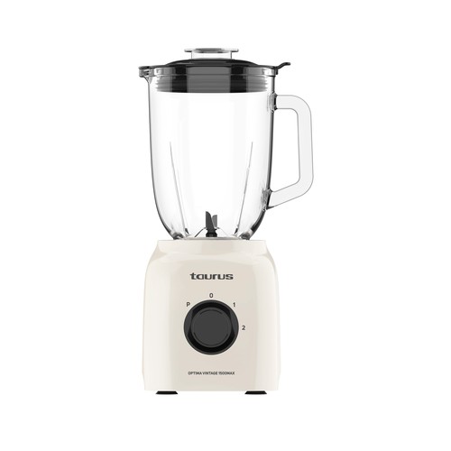 Batidora de vaso TAURUS Óptima JB800C, 1500W, 2 velocidades + Turbo, jarra de cristal 1,8L. Pica hielo.