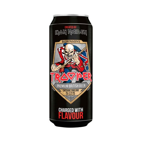 TROOPER Cerveza premium inglesa lata 50 cl.