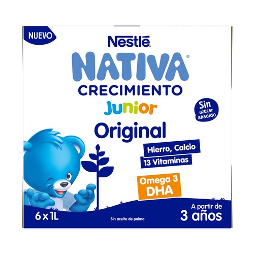 NATIVA Junior original de Neslté Leche (3) de crecimiento, a partir de 3 años 6 x 1 l.