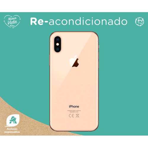 Apple iPHONE XS oro (REACONDICIONADO), 256GB, Chip A12 Bionic, Super Retina HD, 12Mpx, iOS 12.