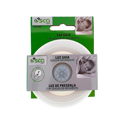 Luz guía led sensor movimiento crepuscular 1w 6000k. OSCA