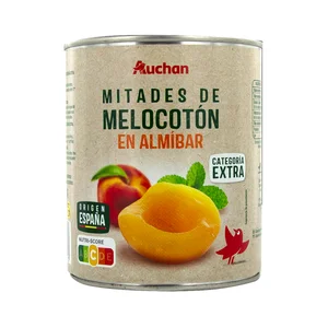 PRODUCTO ALCAMPO Mitades de melocotón extra en almíbar 480 g.