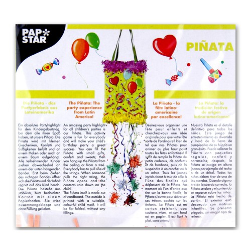 Piñata de 30x20x20 centímetros diseño fiesta PAP STAR 1 unidad.