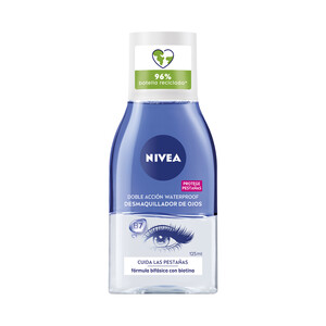 NIVEA Desmaquillador de ojos bifásico, que además cuida tus pestañas NIVEA 125 ml.