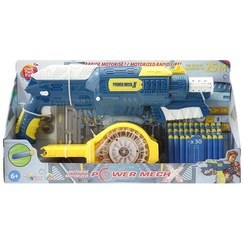 Lanzador Power Mech motorizado, incluye 30 dardos de foam ONE TWO FUN ALCAMPO.