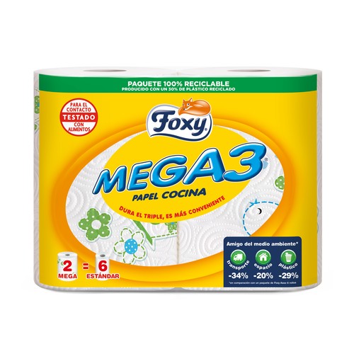 Imagen de Papel de cocina de tres capas FOXY Mega 3 2 uds.